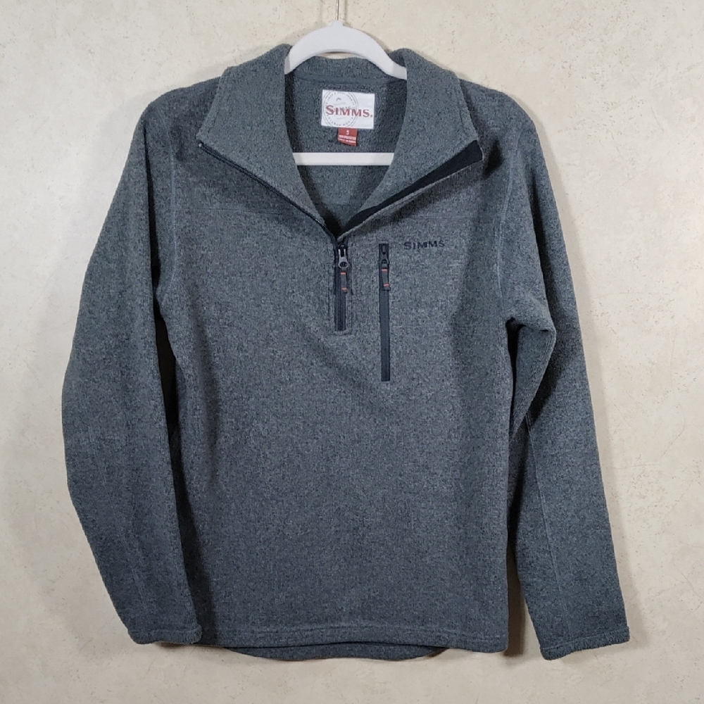 2/$10 04533 Simms Men's heather gray 1/4 zip fleece sweater S